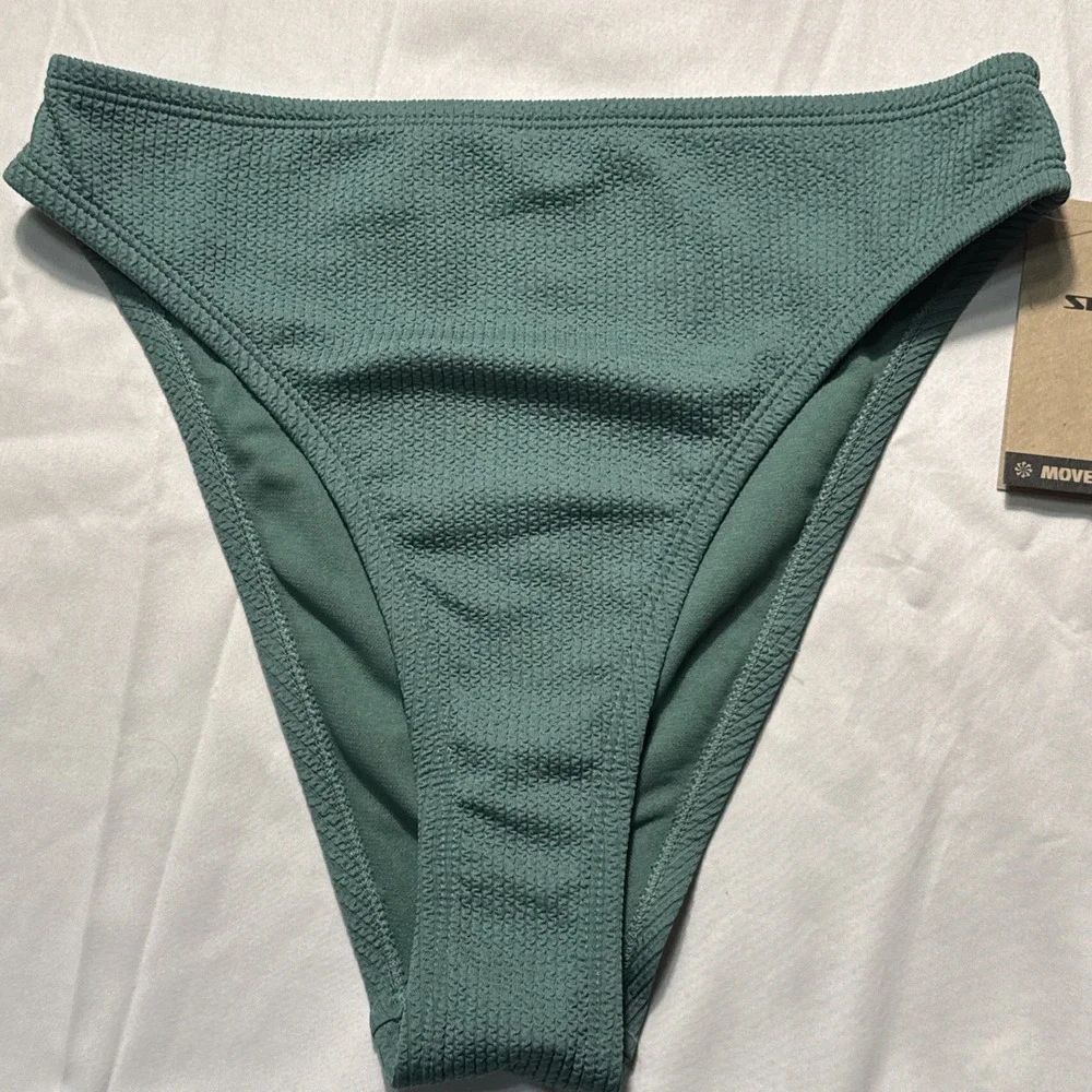 NWT Nike High Waisted Bikini Bottom M NESSD234-302 Green $54 Textured Women's
